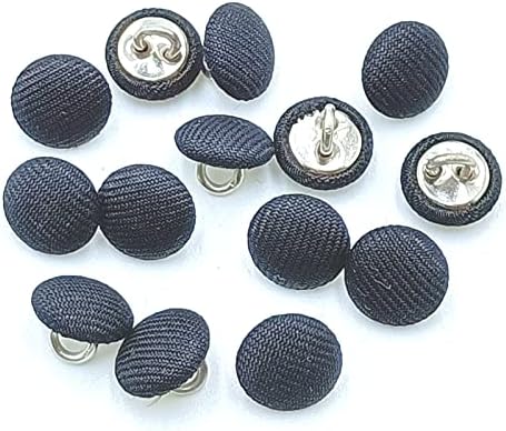 Yoogcorett 50pcs црна ткаенина крпа покриени тркалезни копчиња со метални копчиња за шиење за шиење DIY занаети Рачно изработено правење материјали 10мм
