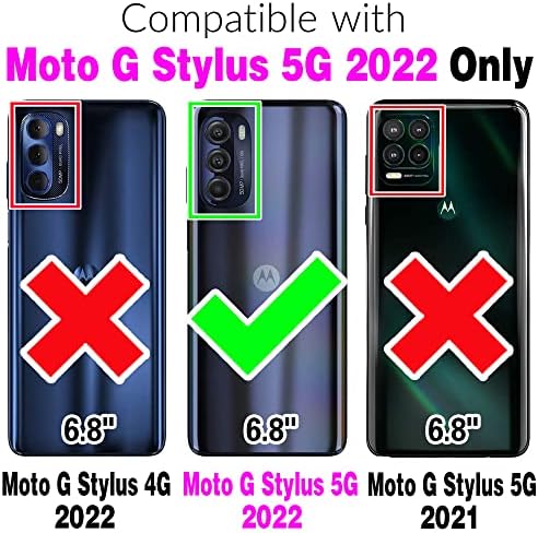 FDCWTSH Компатибилен Со Motorola Moto G Stylus 5G 2022 Паричник Случај Рачен Ремен Јаже И Кожа Флип Картичка Држач Стојат Мобилни Додатоци Телефонски
