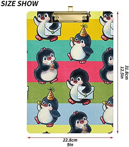 Симпатична Пингвини Роденден Пластична Таблата со Исечоци 9x12, 5 Акрилни Табли Со Исечоци Со Низок Профил Клип А4 Големина