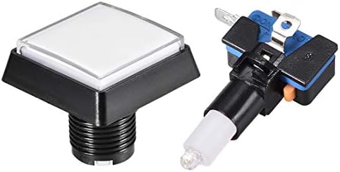 копче за притискање на играта Uxcell 50x50 Square 12V LED осветлен прекинувач за копче за притискање со микро прекинувач за аркадни