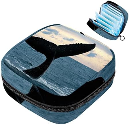 Санитарна торба за складирање на салфетка, торбичка за подлога, торбичка за подлога, мала торба за шминка, сино море кит образец