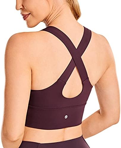 CRZ YOGA LONGLINE SQUART NECK SPARPY SPORTS SPORTS CROSS BACKENT COWN COVERCASE WIREFREE PODDED ЈОГА ГРАД
