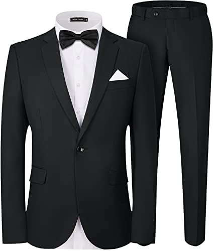 Ween Charm Mens Suitits One Button Slim Fit 2 парчиња костум свадбени свадбени панталони за панталони за јакна
