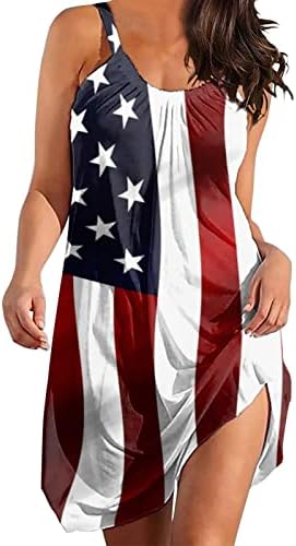 Миашуи Фустан Возбудува Денот На Независноста На Жените За Жени Плус Големина Мода Американски 4 од јули Елегантен О Вратот Обични Жени