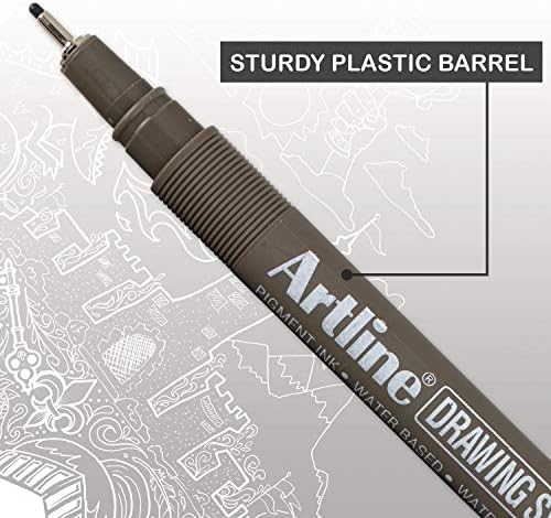 пенкала за систем за цртање на уметност, 0,2, 0,4, 0,6, 0,8 мм ширина на пишување, црна, 4 пакувања