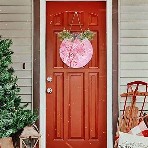 Креативни срца лалиња Врати од врата за влезна врата надвор, уникатни деноносни кружни знаци за домашни декории за домашен трем,