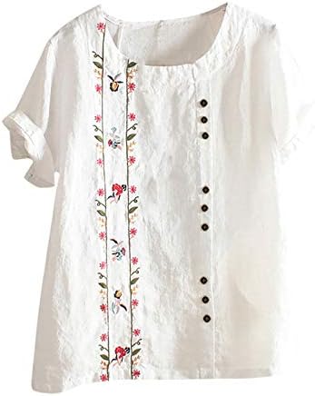 Маички памучни жени памучни цвеќиња жени кошули лабава обична лаванда и печатена женска блуза женска лента