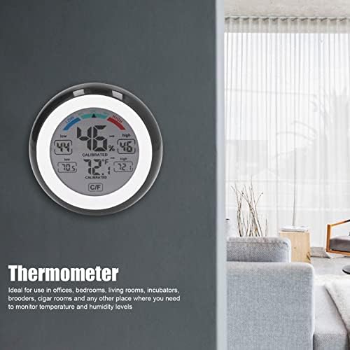 Внатрешен Надворешен Термометар Хигрометар, Тркалезен Екран На Допир Безжичен Електронски Мерач На Влажност На Температурата со Лцд, Термометар