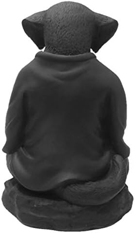 Статуа на кучиња Зен Јога опуштена поза Фигура за медитација на Буда во чиста црна завршница