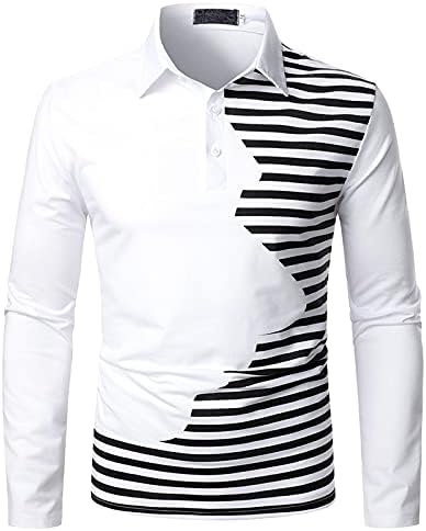 XXBR долги ракави Поло кошули за мажи, 2021 есен во боја блок -крпеница деловна кошула предна плоча на врвови на качулки со качулки со џемпери,