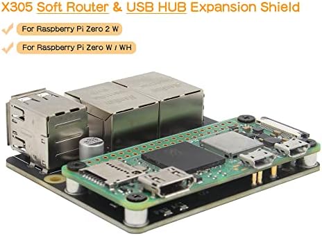 Geekworm Raspberry Pi Zero 2 W мек рутер Двојна 100м Етернет експанзија табла X305 & USB центар за Raspberry Pi Zero 2W/Zero W