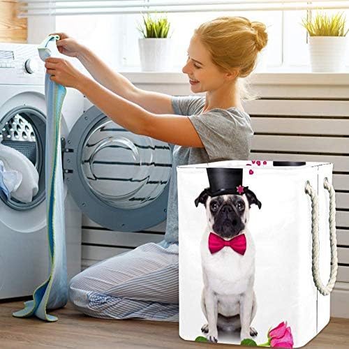 Unicey Pug со роза водоотпорна виткање на алишта за преклопување корпа за детска соба спална соба бебе расадник