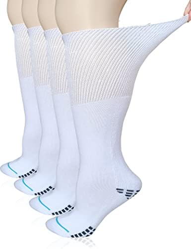 Coiyufux Дополнителни широки чорапи за баријатричен дијабетичар за мажи жени, фрлени лимфедем чорапи за отечен глужд на нозе 2 пара