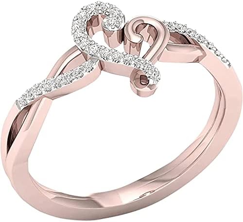 Прсти прстени за жени модна шуплива срцева шема годишнина прстен за жени симулиран дијамантски венчален прстен за накит венчален