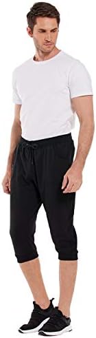 HDE MENS 3/4 панталони тренингот џогер јога капри шорцеви со џебови за трчање
