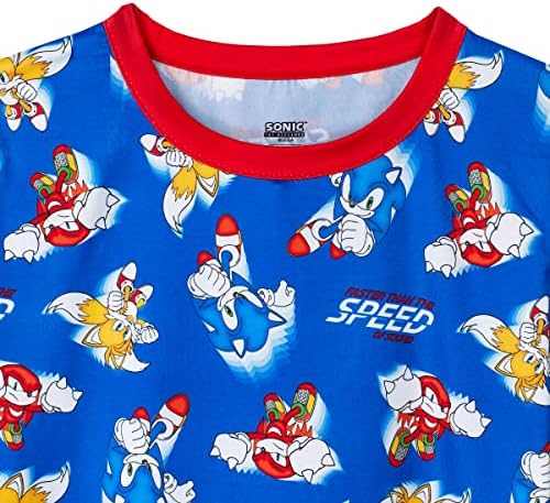 Sonic The Edgehog Boys Термичка долна облека Поставена за деца со 2 парчиња основен слој кошула и долги Johnон хеланки за деца пижами