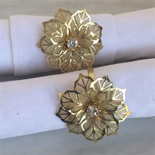LMMDDP 60 парчиња цвеќиња од салфетка прстени метални златни салфетки за салфетка држач за прстени од салфетка