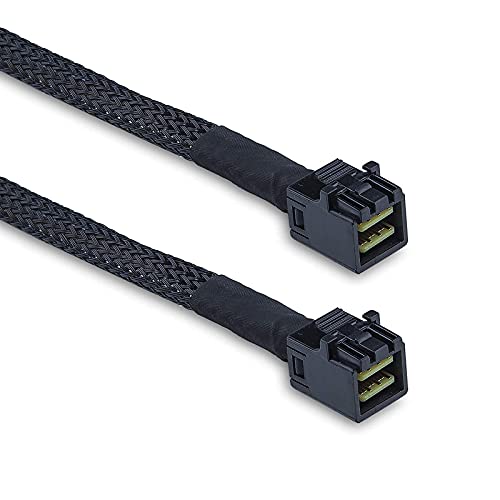 10GTEK 12G Внатрешен мини SAS HD SFF-8643 до Mini SAS SF-8087 кабел, директно на десен агол, 100-OHM, 0,5-М