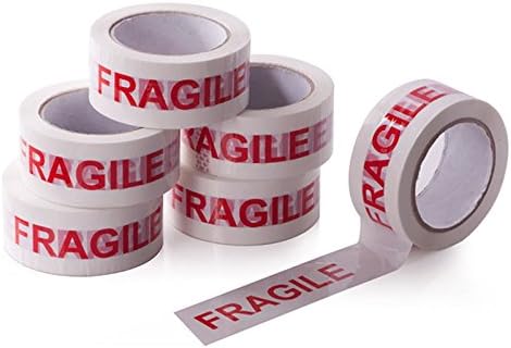 Agutape Agu предупредување Bopp Fragile Printed Tape 1,9 инчи x 270 стапки пакет од 6 ролни