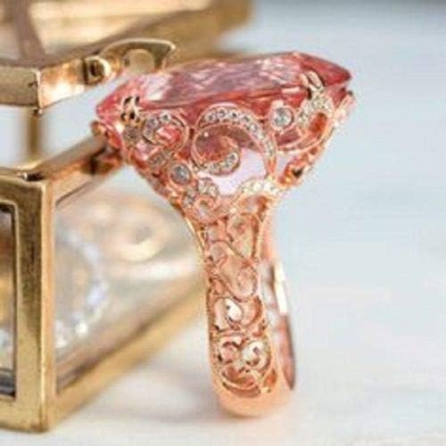 Шик жени розово сафир розово злато исполнето прстен за венчавки