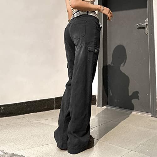 Женски y2k е-девојки фармерки случајни панталони за печатење на starвезди класични панталони со права нозе