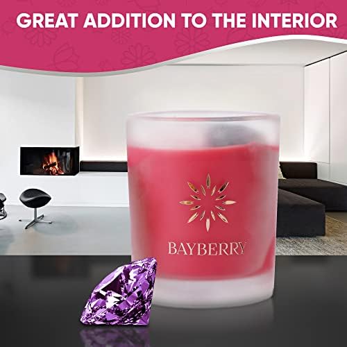 Brightwize Bayberry миризлива свеќа Сите природни соја луксузна свеќа со вистински кварц аметист Есенцијални мириси масла, чисти