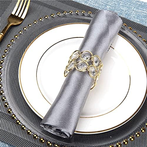 Zhuhw 4pcs 4см злато кристално салфетка прстени за свадбена маса за украсување салфетка држач за салфетка тока хотелска забава вечера