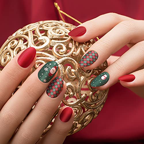 Tataimei 14 листови Божиќни нокти налепници налепници за нокти Полски ленти самолепливи целосни обвивки со 2 парчиња датотеки за нокти за DIY