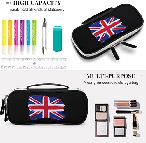 Знаме на Обединетото Кралство со висок капацитет Пенка за молив, преносно носење торбичка за складирање на торбичка за шминка со затворање
