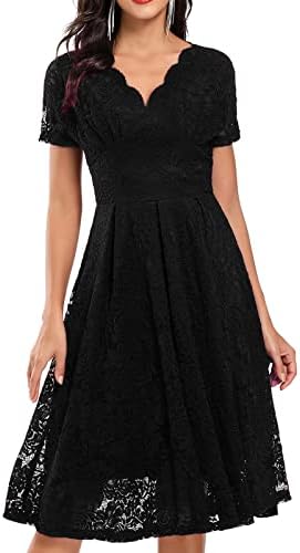 Мини фустан за женски моден мода со чипка со чипка за вртење на чипка за замав вечерна забава коктел фустан со топка миди фустан