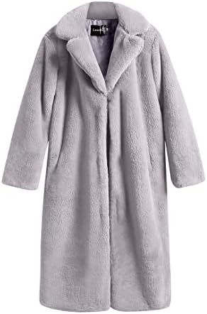 Prdecexlu Елегантен зимски долг ракав Парка дами Домашна облека Туника удобност удобност палто во боја, дебела обвивка за завиткување