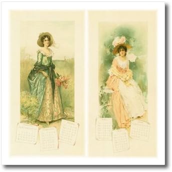 3DROSE викторијански календар дами-железо на пренос на топлина, 10-инчен, за бел материјал