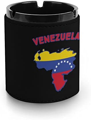 Мапа на знамето во Венецуела Премиум кожа од пепел во тркалезна цигари Десктоп пушење фиока за пепел за автомобил или употреба на отворено