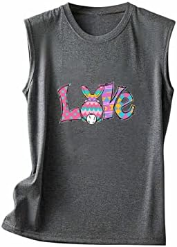 Велигденски резервоар врвови за жени зајаче зајак графичка маица лето трендовски резервоари за печатење на велигденски печатење маички