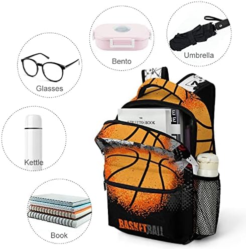 Kttytt ранец за училишен дизајн за кошарка Стилска лаптоп торба водоотпорна букно -средношколска бук, лесен случај на секојдневно патување,