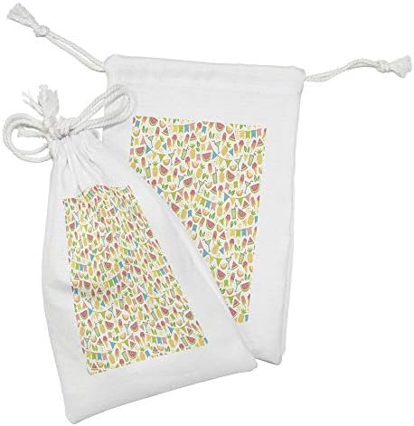 Необична торбичка за ткаенини од забави од 2, егзотични ананас и парчиња лубеница со сладолед коктел разнобојни партиски знамиња,