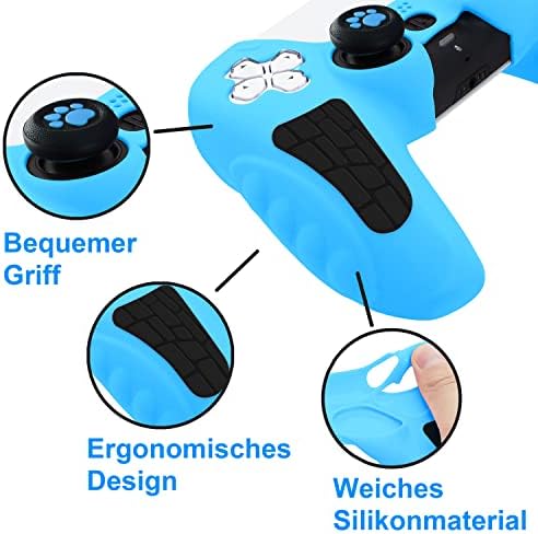 Силиконски кожи покритие за контролорот PS5, заштитни додатоци за заштита на кожата од пот, поставени со 2 симпатични мачки шепи џојстик