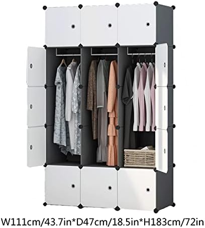 Томјес гардероба преносна гардероба комбинација комбинација гардероба модуларен кабинет идеален организатор за складирање за висечки облека