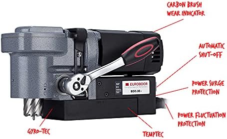 Магнетна вежба Euroboor Press - 9.5A машина за дупчење со низок профил со капацитет од 1-7/16 ануларно сечење и 1 -степен менувач