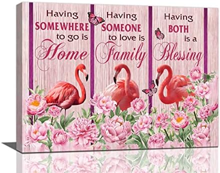 Розова фламинго бања wallидна уметност фарма фламинго бања слики wallид декор мотивациски цитати платно сликање рустикална земја