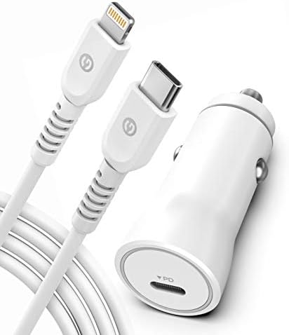 Galvanox Ultra-брз полнач за автомобили со iPhone со молња до USB Type-C кабел за брзо полнење адаптер за напојување