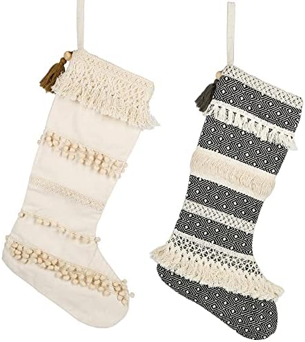 Божиќни чорапи Ganz MX181861, 17-инчен висина, памук и дрво, сет од 2