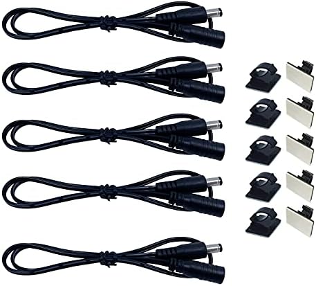 Litever продолжено скокач со црна боја, 20 инчи, 20 жица AWG 2468, машко до женски кабел за скокање со 5,5 mm x 2,1 mm Universal DC Barrel