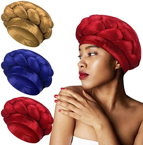 Enенпен африкански турбан глава за завиткување за жени пред врзана африканска плетенка турбан капа за капаци на кристали, искривени глави