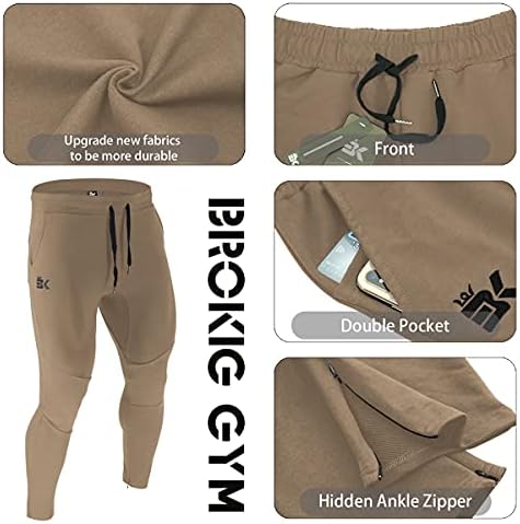Брокиг Менс џогер спортски панталони, обичен патент салата за џебови за џебови за џебови
