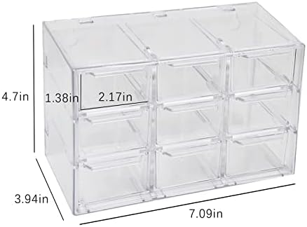 Boxиафуџин мини десктоп фиока кутија 9 решетки Организатор на пластична биро за канцелариски материјали и кутија за складирање