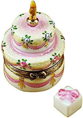 Француски кутии за лимож Бутик два слоја торта со отстранлив порцелан присутен - Лимож кутија автентична порцеланска фигура од