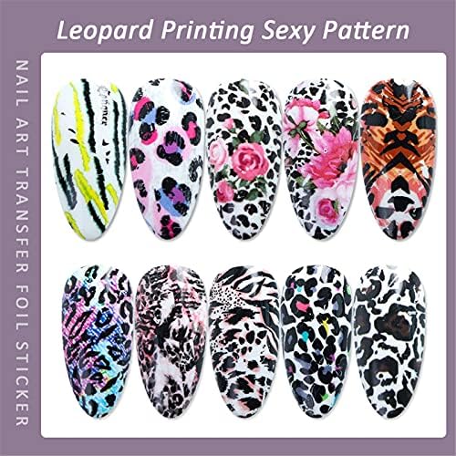 Диозни шарени налепници во стил на леопард, starвездени налепници нокти, за декорација на нокти, природно