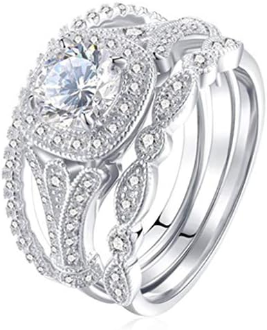 925 Сребрен невестински прстен поставува прстени за ангажман гроздобер ветувачки прстени жени CZ прстен сет принцеза исечена кубна цирконија