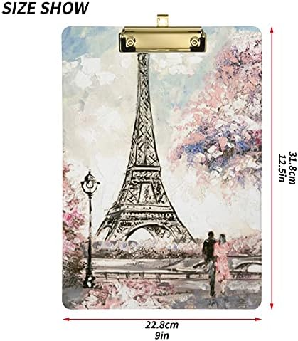 Париз Пејзаж Пластични Клипборди Со Метален Клип Големина На Буквата Таблата Со Клипови Со Низок Профил За Канцелариски Материјали